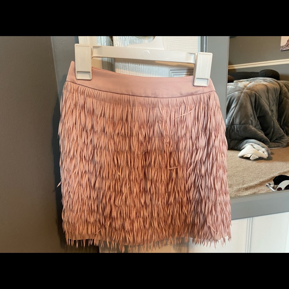 Express Pink Fringe Skirt
